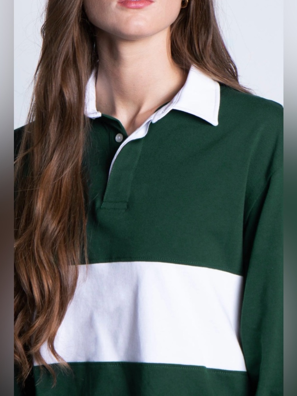 Onia Forest Green and White Striped Rugby Polo